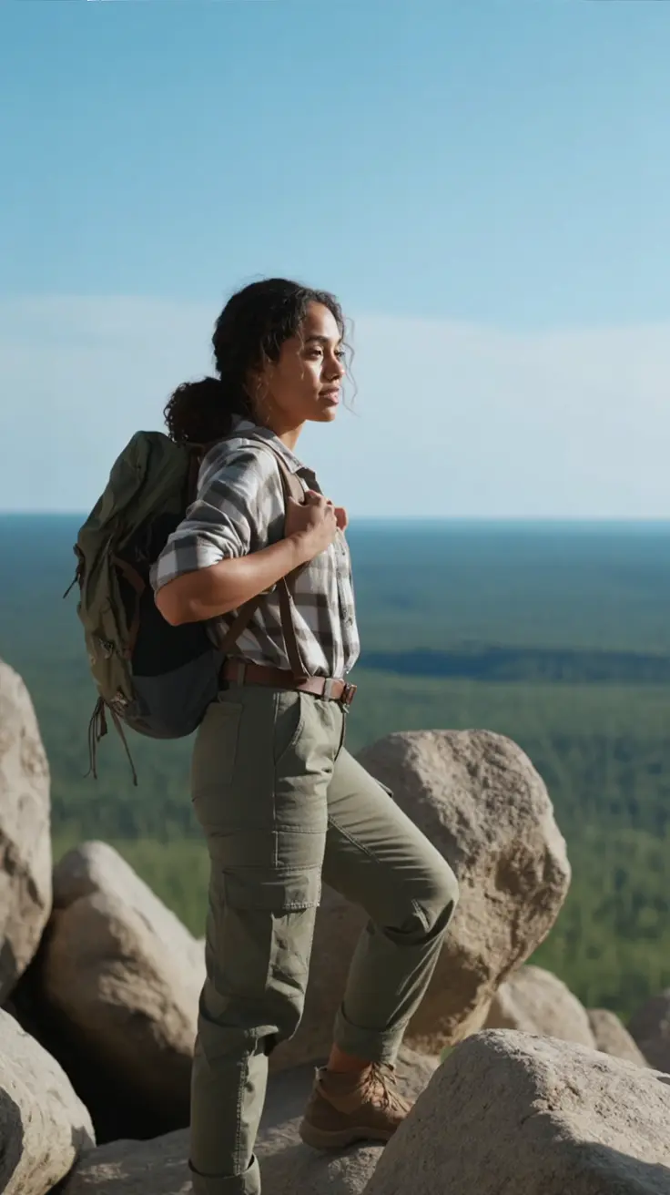 travel photo of a voyini hiker standing on massive granite rock