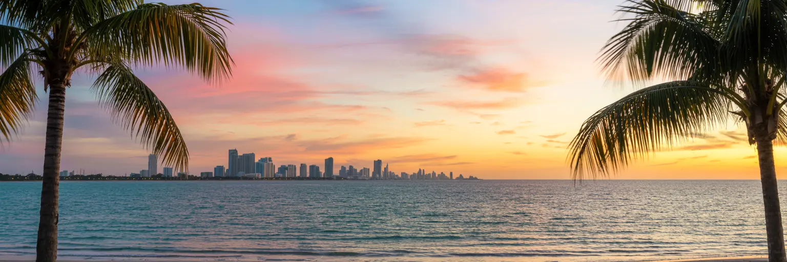 photograph of Miami Beach at sunset